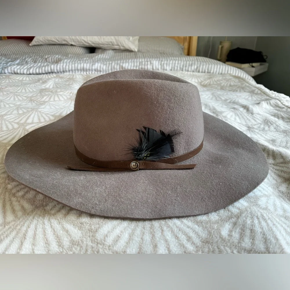 Goorin Bros 100% Wool Hat, 4-inch Brim, Taupe, Women’s Sz Large - Picture 1 of 7